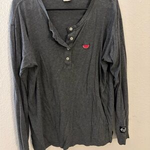 PINK Victoria's Secret Gray Long Sleeve Henley